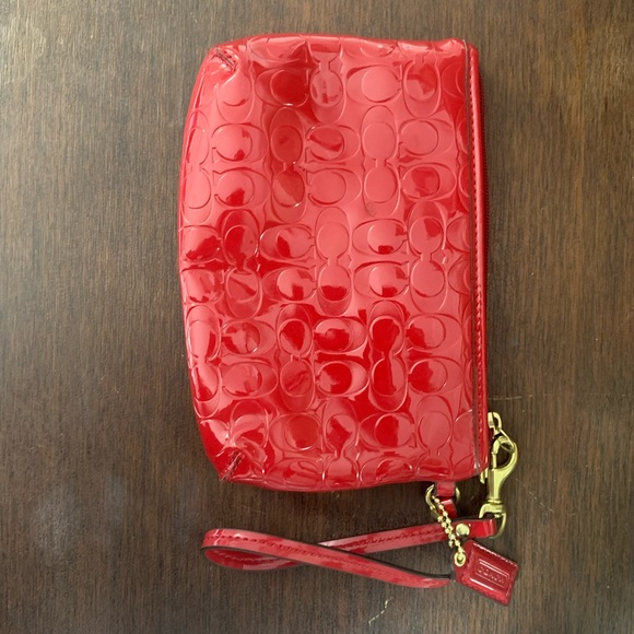 Coach Red Patent Leather Wristlet - Picture 2 of 3